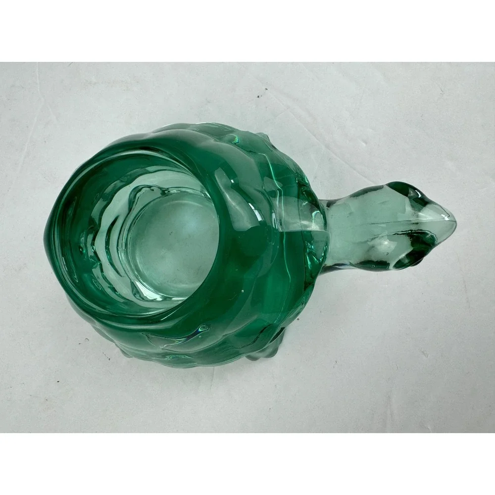 Vintage Indiana Glass Green Turtle Votive Candle Holder Figurine Heavy Emerald